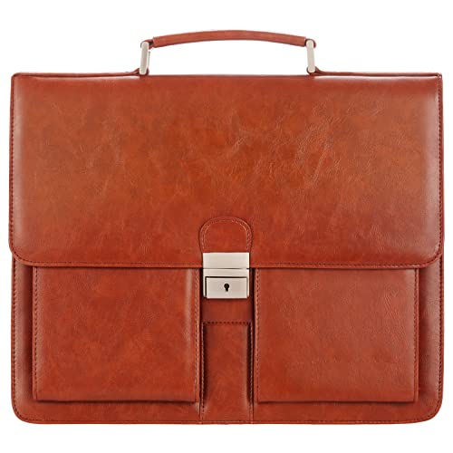 Men's Vintage PU Leather Messenger Bag - 14" Briefcase
