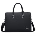 Business Leather Briefcase - Expandable Office Laptop Bag