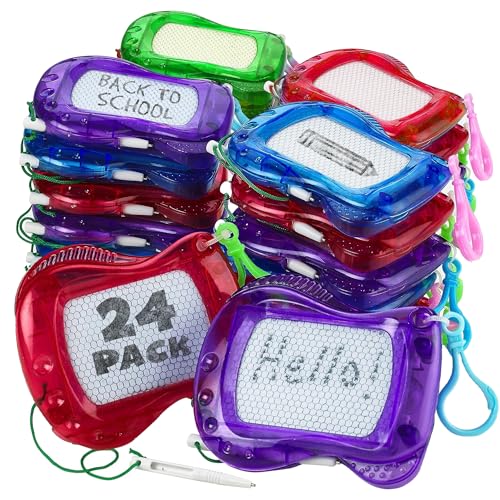24-Pack Mini Magnetic Drawing Boards - Backpack Clips & Favors