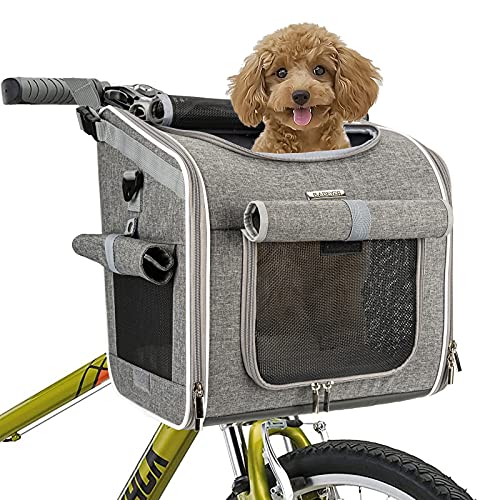 2-in-1 Dog Bike Basket & Pet Carrier - Detachable Bicycle Seat