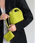 Handwoven Vegan Leather Tote Bag - Luxury Designer Style